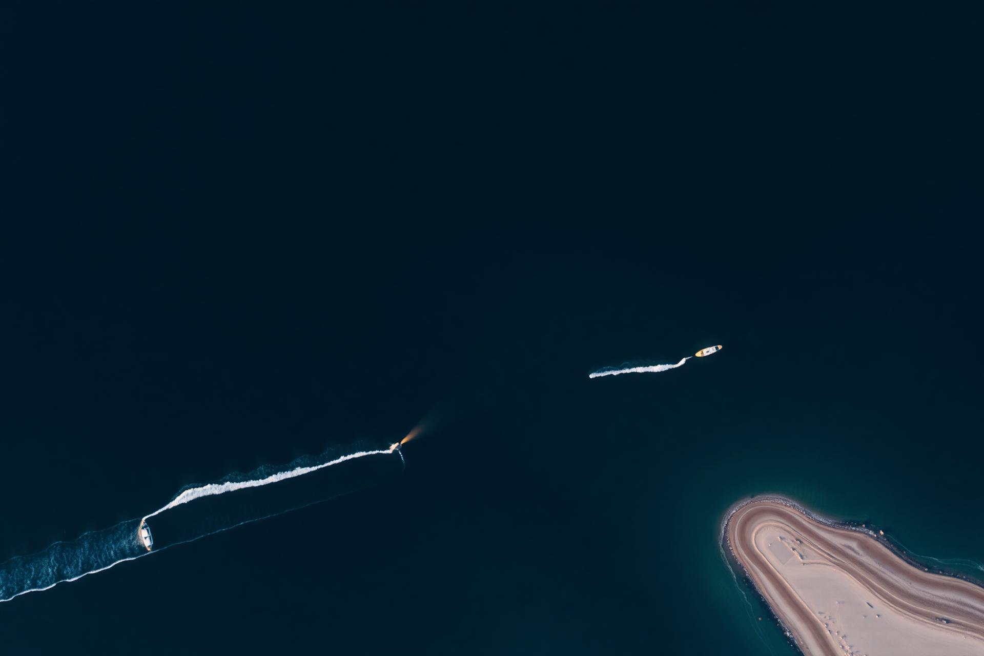 Aerial view of a coastal harbor